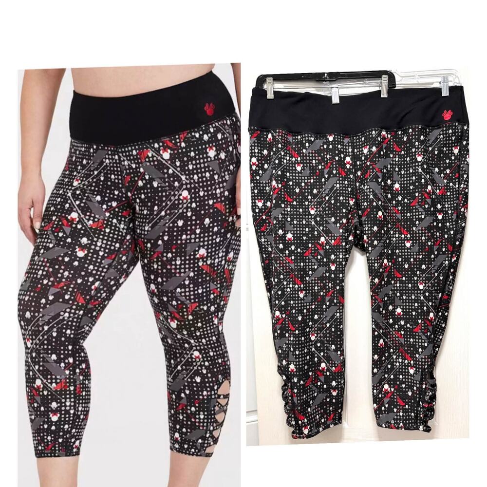 Torrid 4 (4X 26) Disney Minnie Mouse Polka Dot Active Gym Crop Pants Leggings